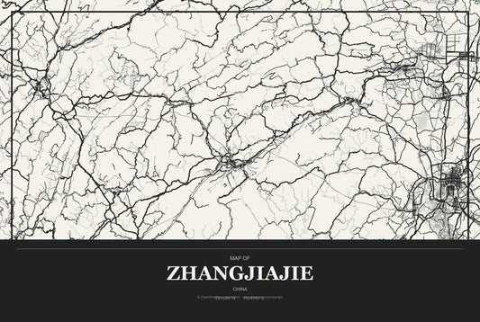 Zhangjiajie, China City Map Aluminum Sign in Museum Plaque style