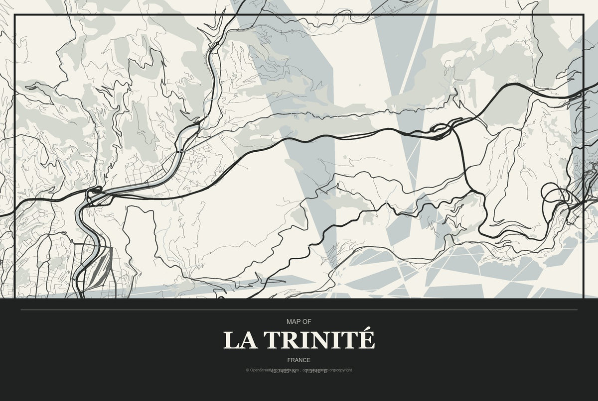 La Trinité, France City Map Aluminum Sign in Museum Plaque style