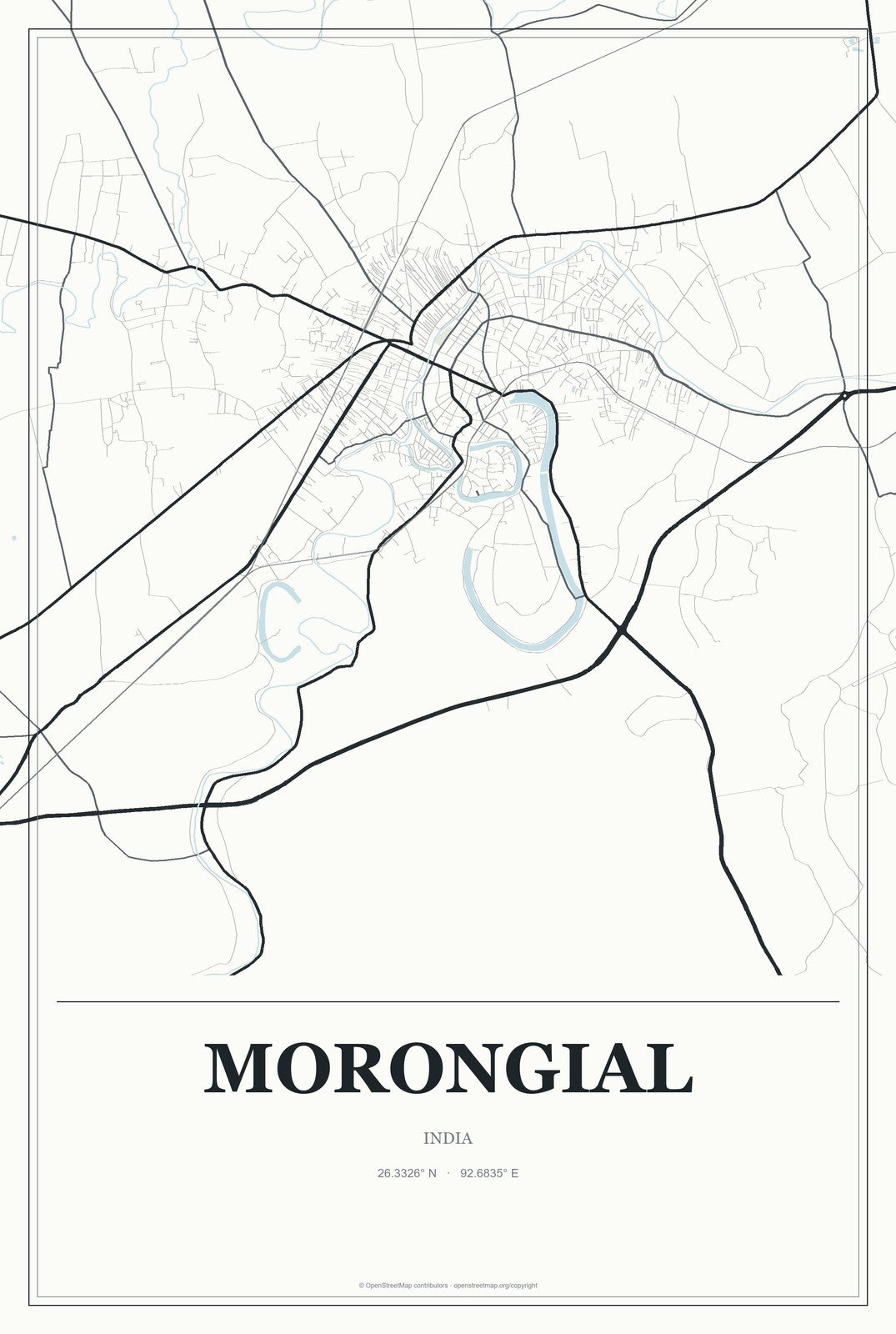 Morongial, India City Map Aluminum Sign in Gallery Air style