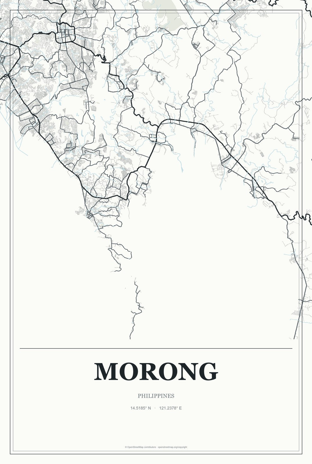 Morong, Central Luzon, Philippines City Map Aluminum Sign in Gallery Air style