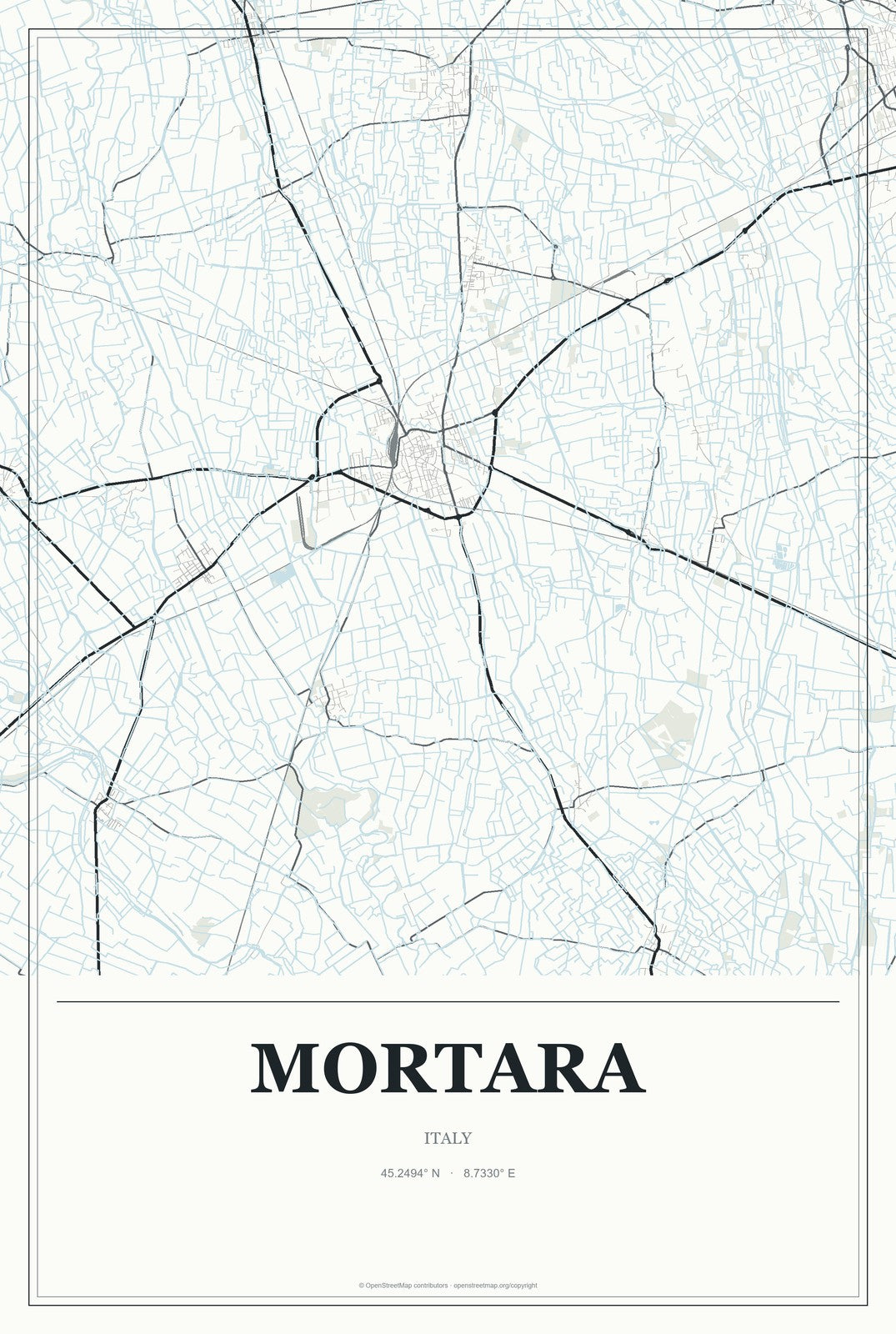 Mortara, Italy City Map Aluminum Sign in Gallery Air style