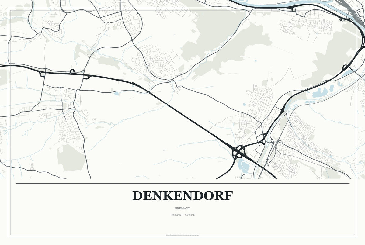 Denkendorf, Germany City Map Aluminum Sign in Gallery Air style