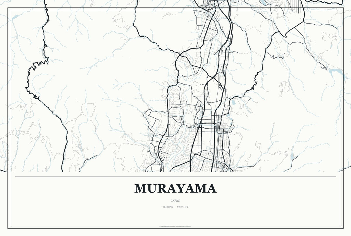 Murayama, Japan City Map Aluminum Sign in Gallery Air style