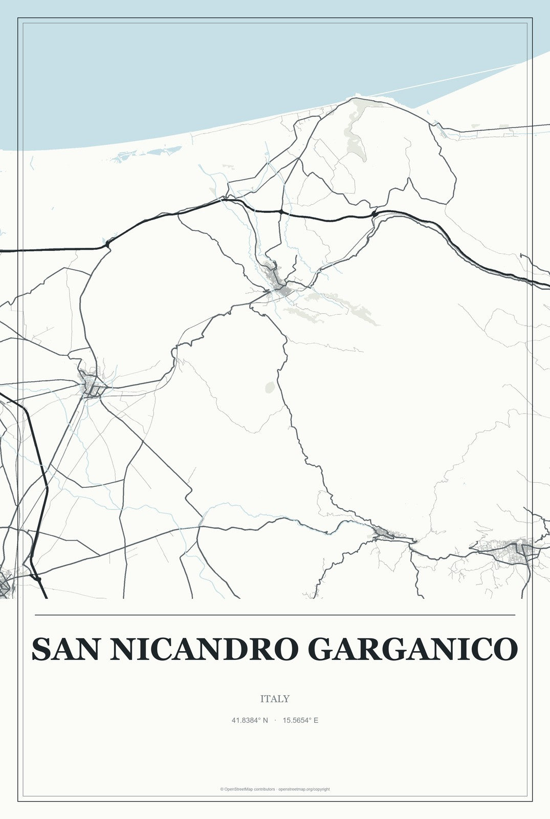 San Nicandro Garganico, Italy City Map Aluminum Sign in Gallery Air style