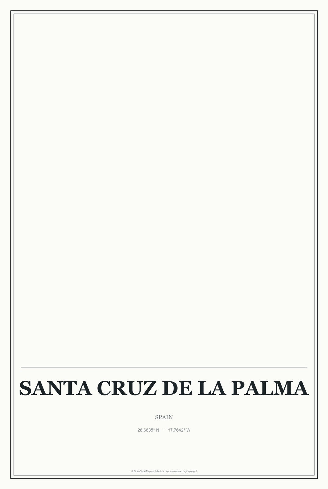 Santa Cruz de la Palma, Spain City Map Aluminum Sign in Gallery Air style