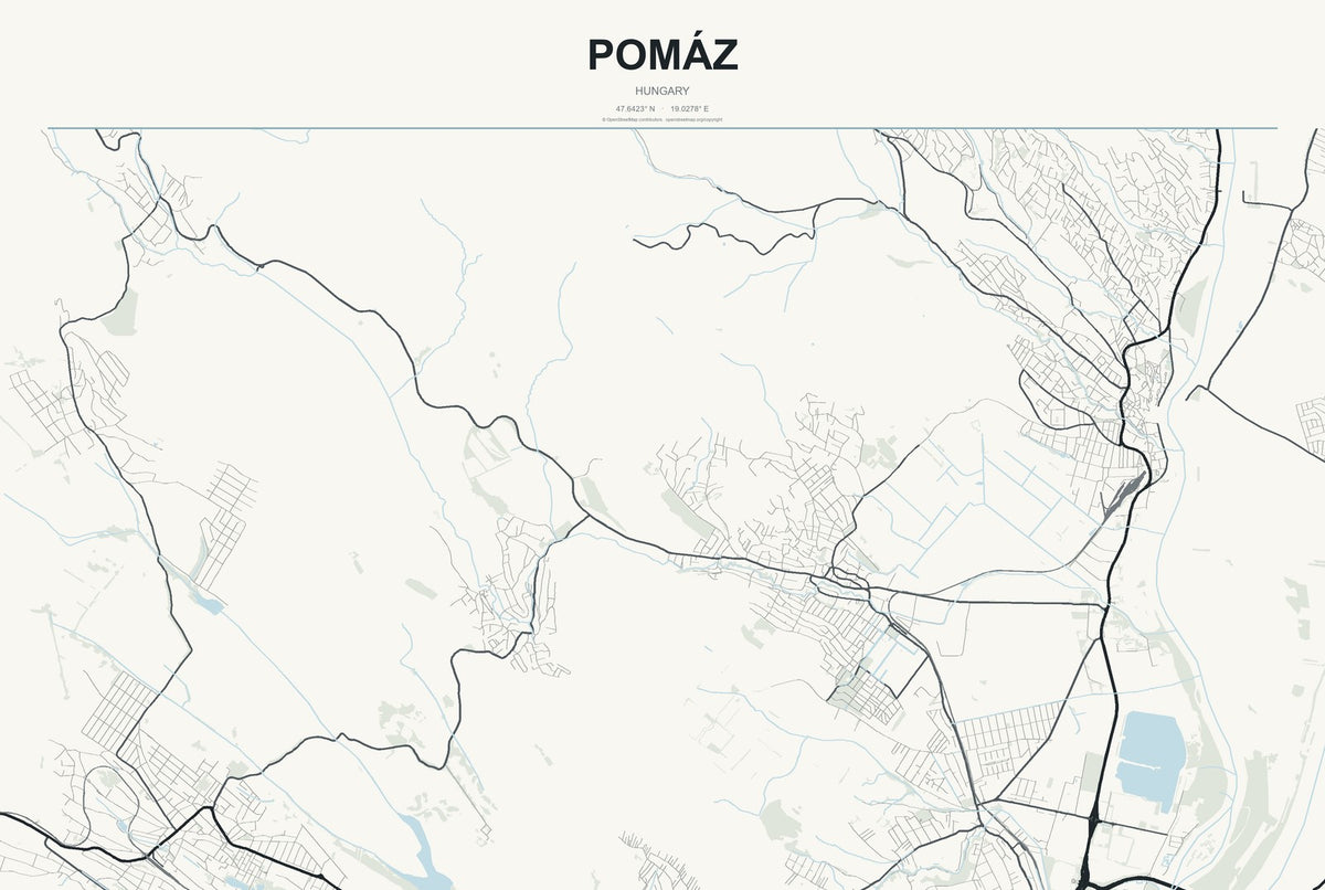 Pomáz, Hungary City Map Aluminum Sign in Headline Atlas style
