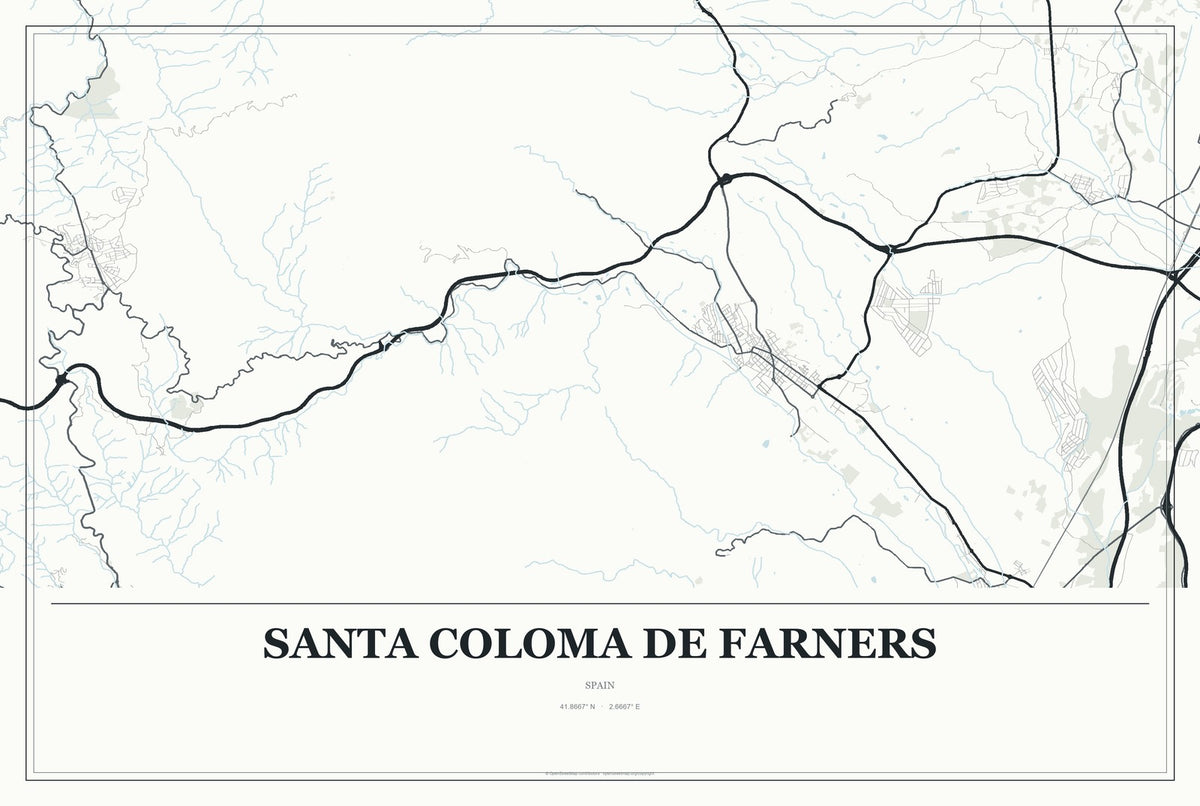 Santa Coloma de Farners, Spain City Map Aluminum Sign in Gallery Air style