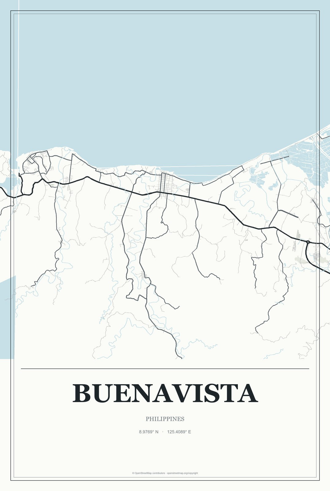 Buenavista, Philippines City Map Aluminum Sign in Gallery Air style