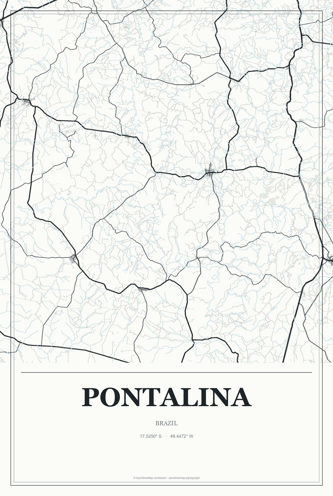 Pontalina, Brazil City Map Aluminum Sign in Gallery Air style
