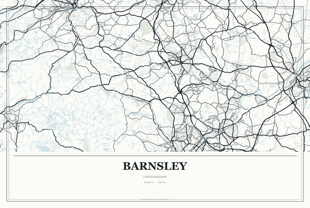 Barnsley, United Kingdom City Map Aluminum Sign in Gallery Air style