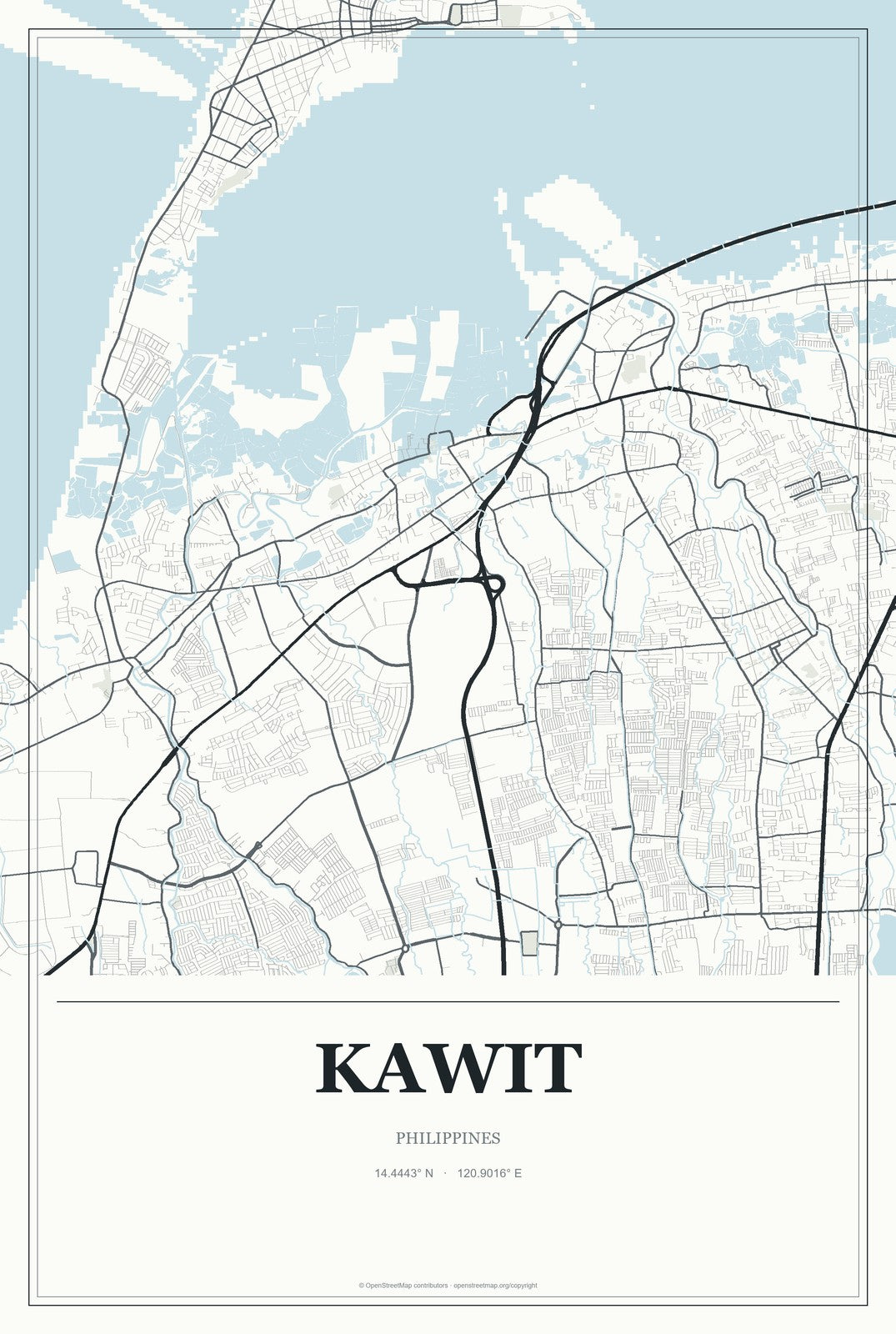 Kawit, Philippines City Map Aluminum Sign in Gallery Air style