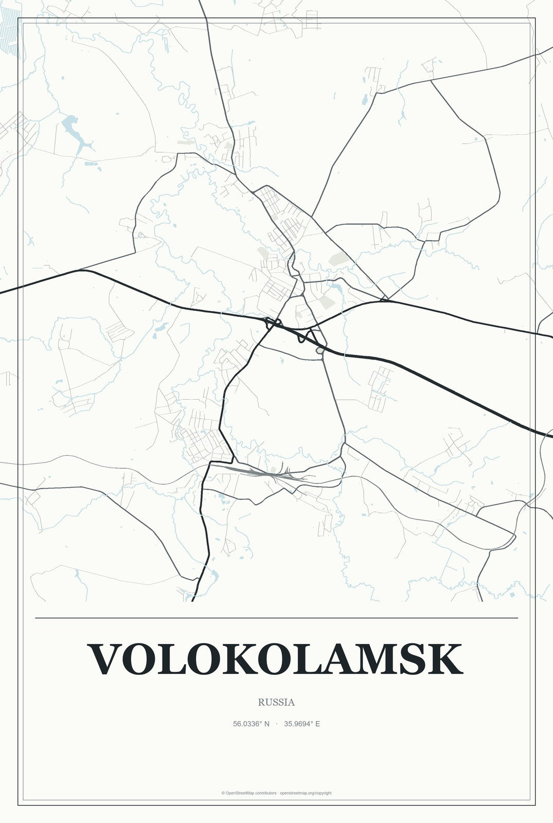 Volokolamsk, Russia City Map Aluminum Sign in Gallery Air style