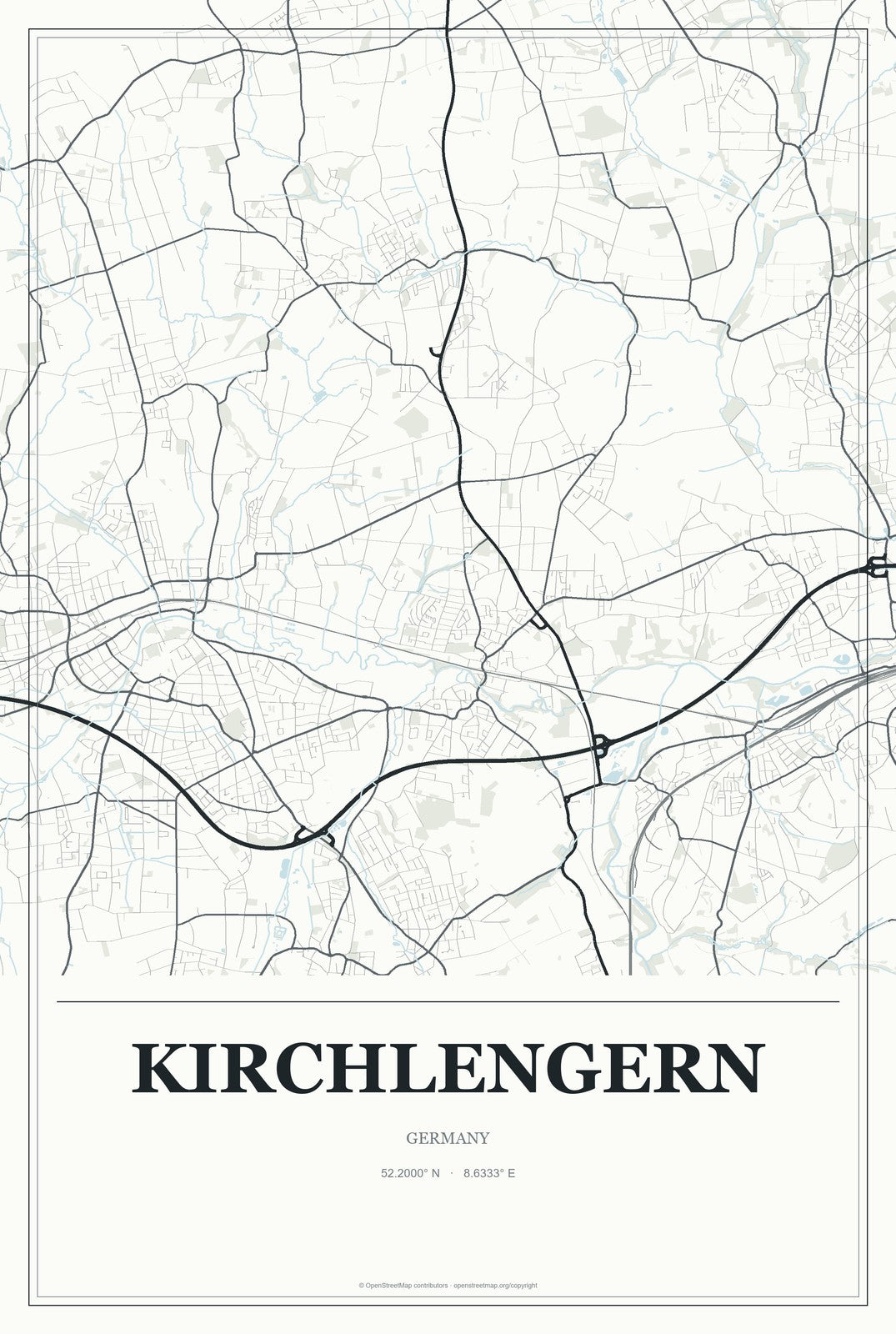 Kirchlengern, Germany City Map Aluminum Sign in Gallery Air style