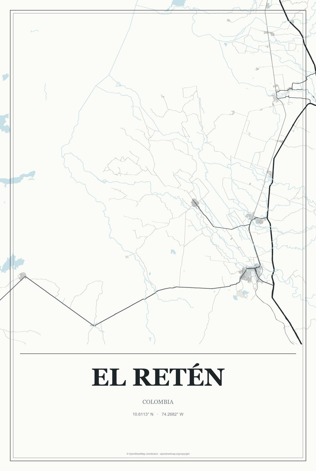 El Retén, Colombia City Map Aluminum Sign in Gallery Air style