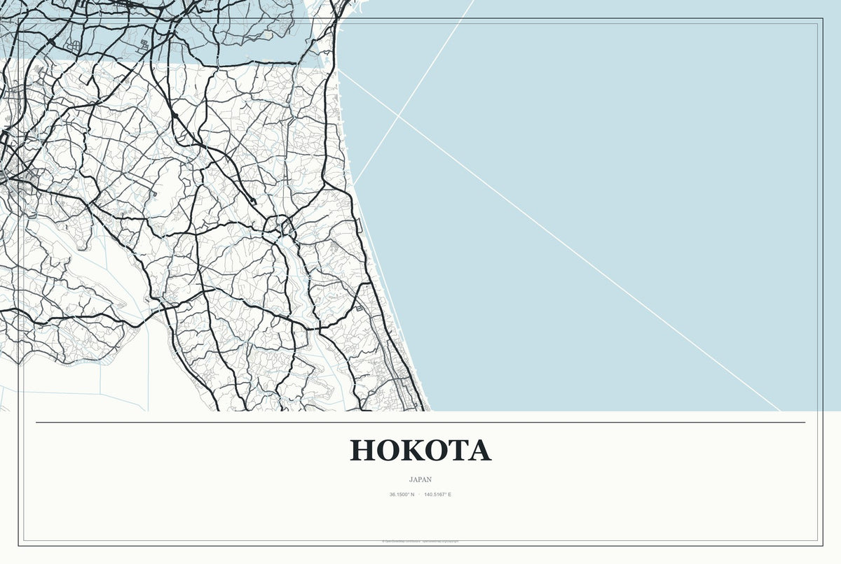 Hokota, Japan City Map Aluminum Sign in Gallery Air style