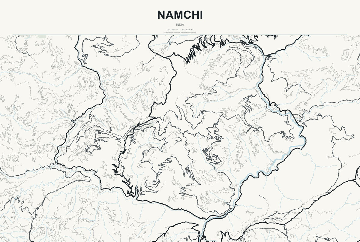 Namchi, India City Map Aluminum Sign in Headline Atlas style