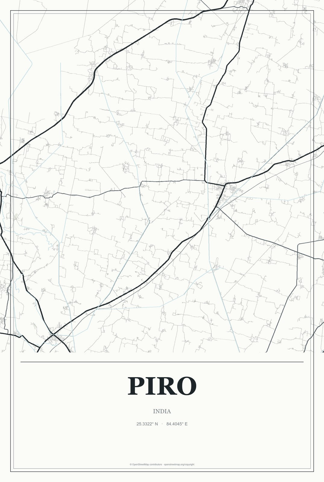 Piro, India City Map Aluminum Sign in Gallery Air style