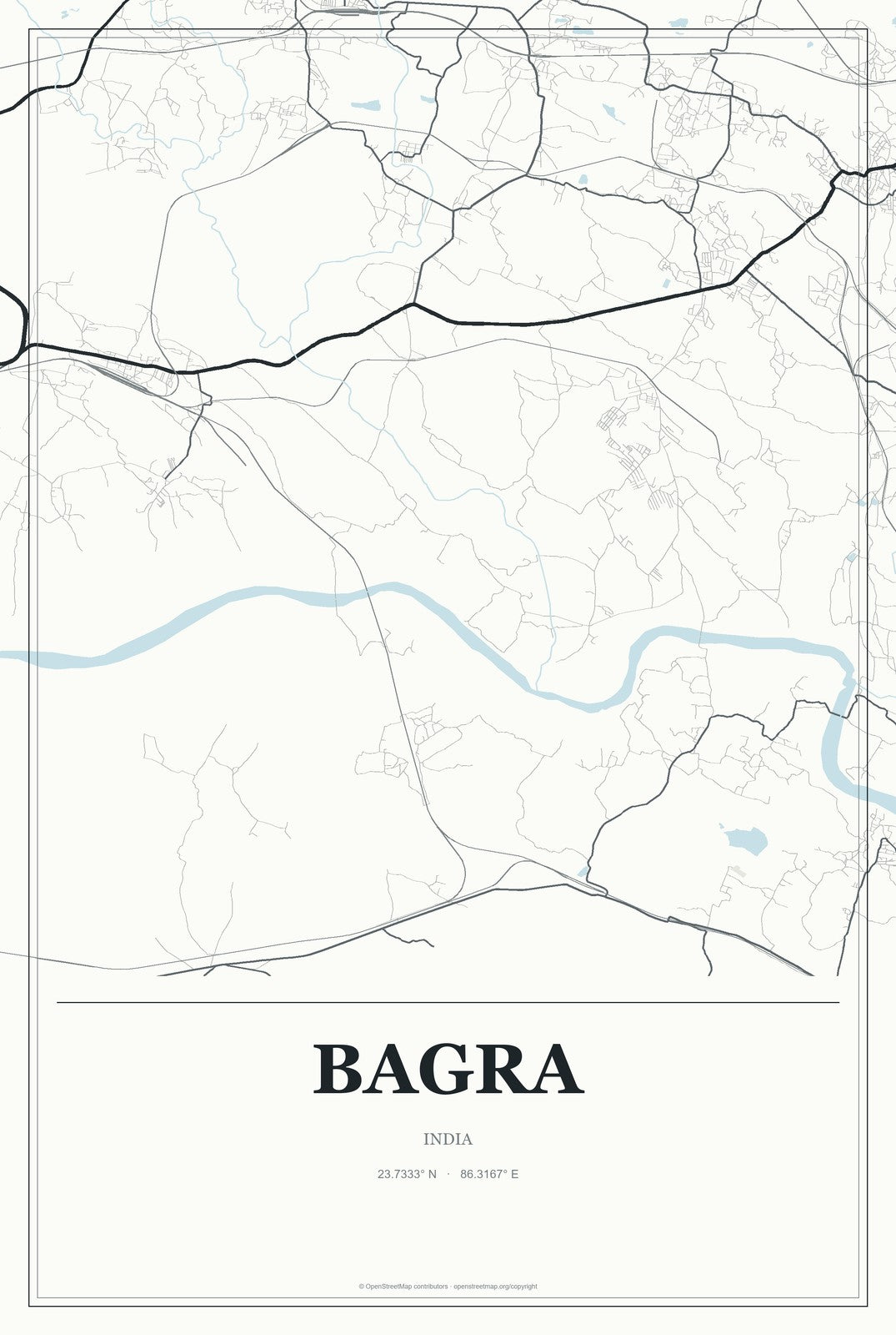 Bagra, India City Map Aluminum Sign in Gallery Air style