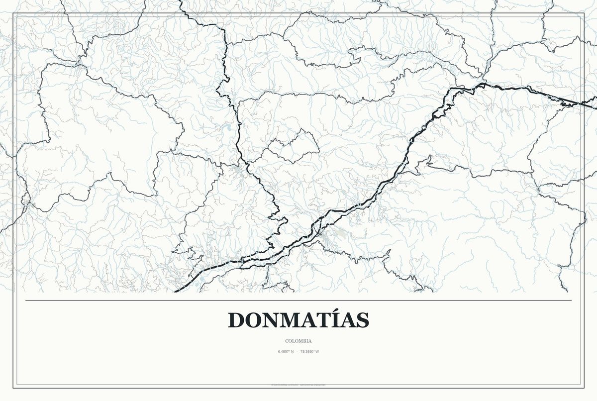 Donmatías, Colombia City Map Aluminum Sign in Gallery Air style