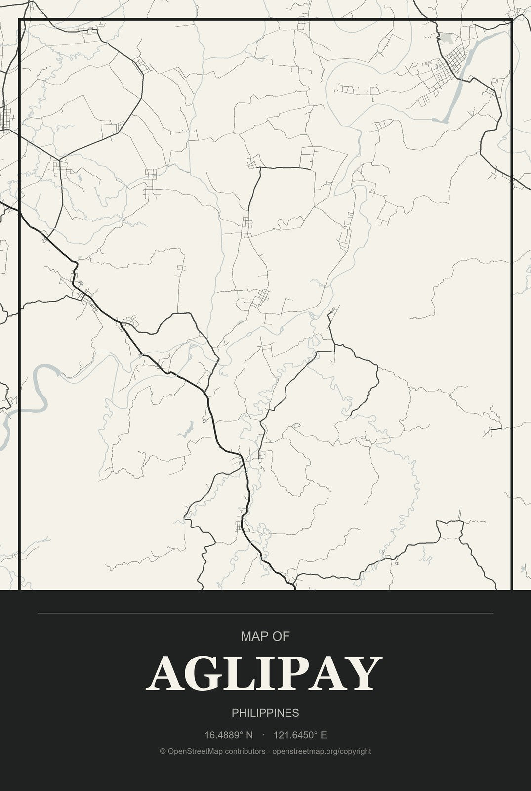 Aglipay, Philippines City Map Aluminum Sign in Museum Plaque style