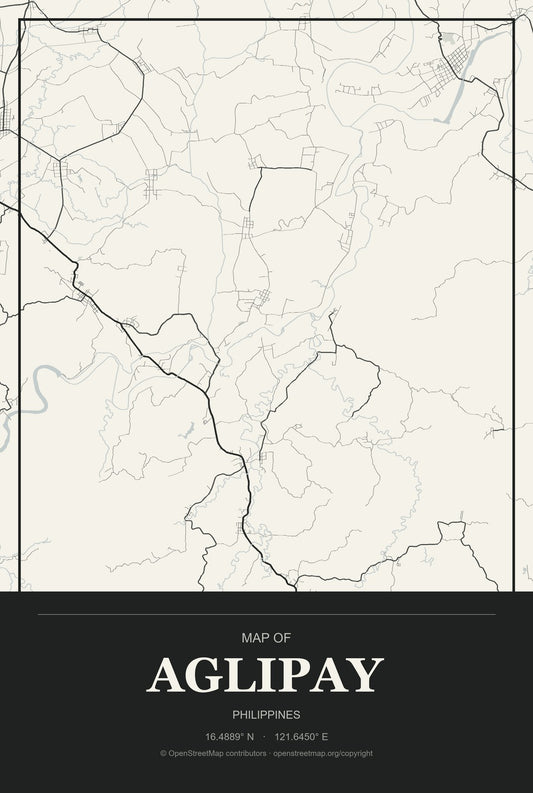 Aglipay, Philippines City Map Aluminum Sign in Museum Plaque style