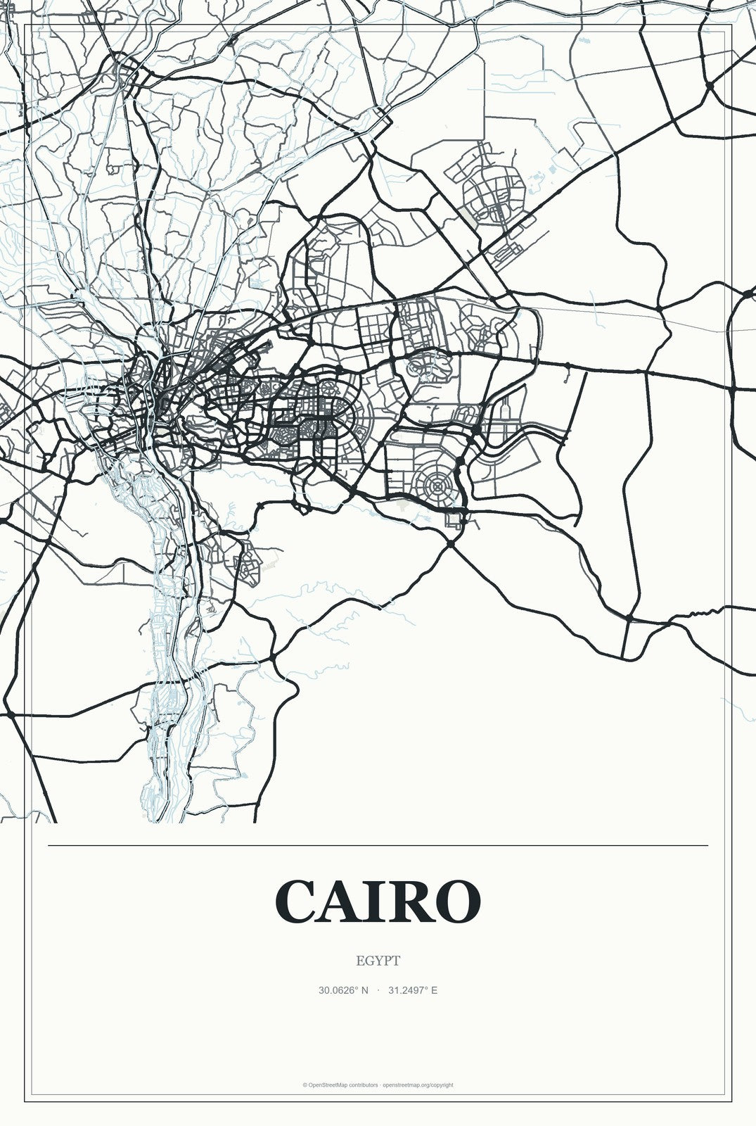 Cairo, Egypt City Map Aluminum Sign in Gallery Air style