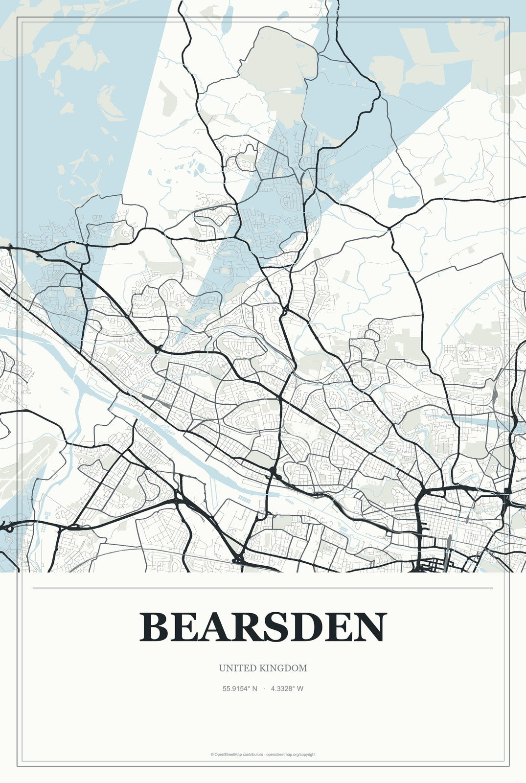 Bearsden, United Kingdom City Map Aluminum Sign in Gallery Air style