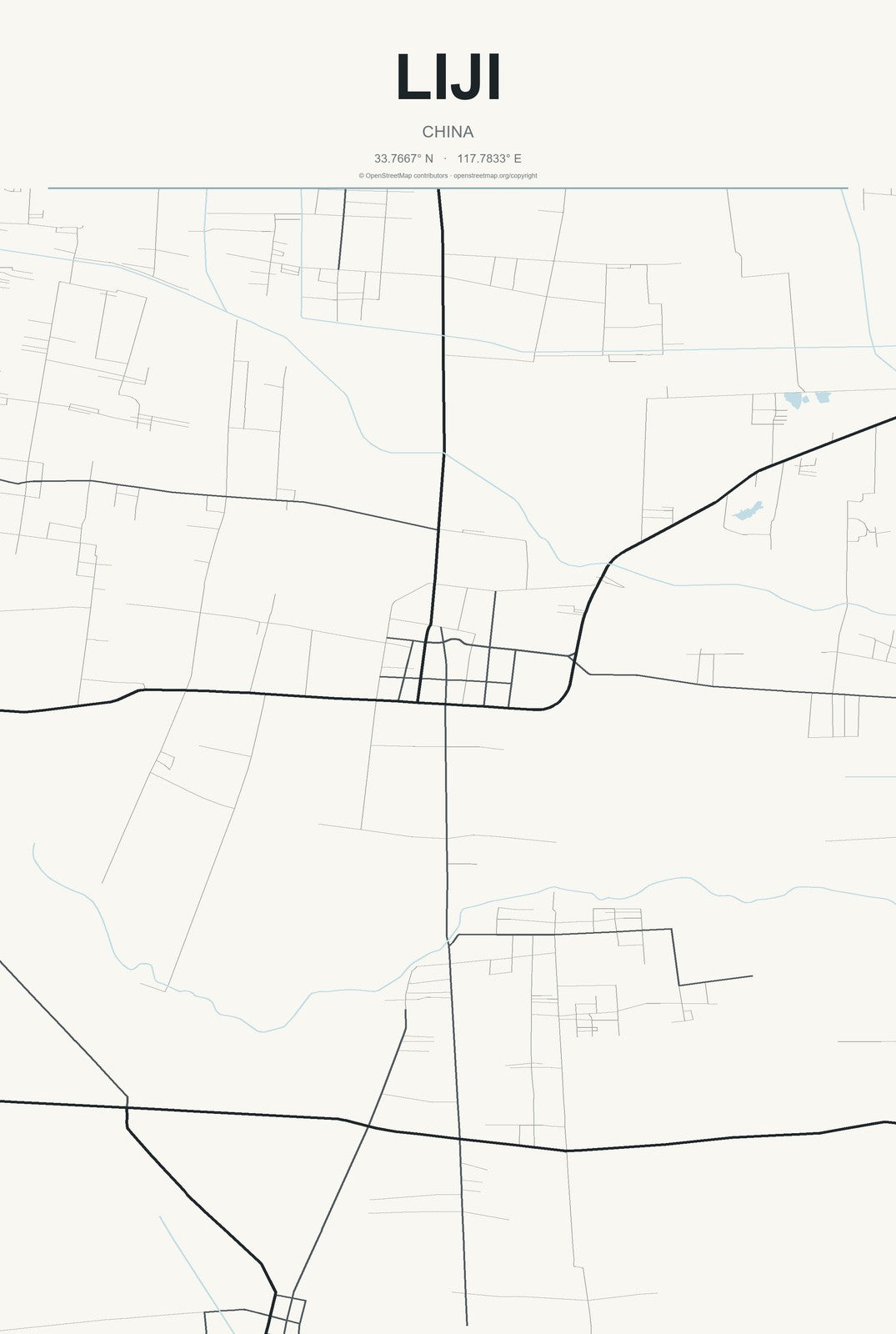 Liji, China City Map Aluminum Sign in Headline Atlas style