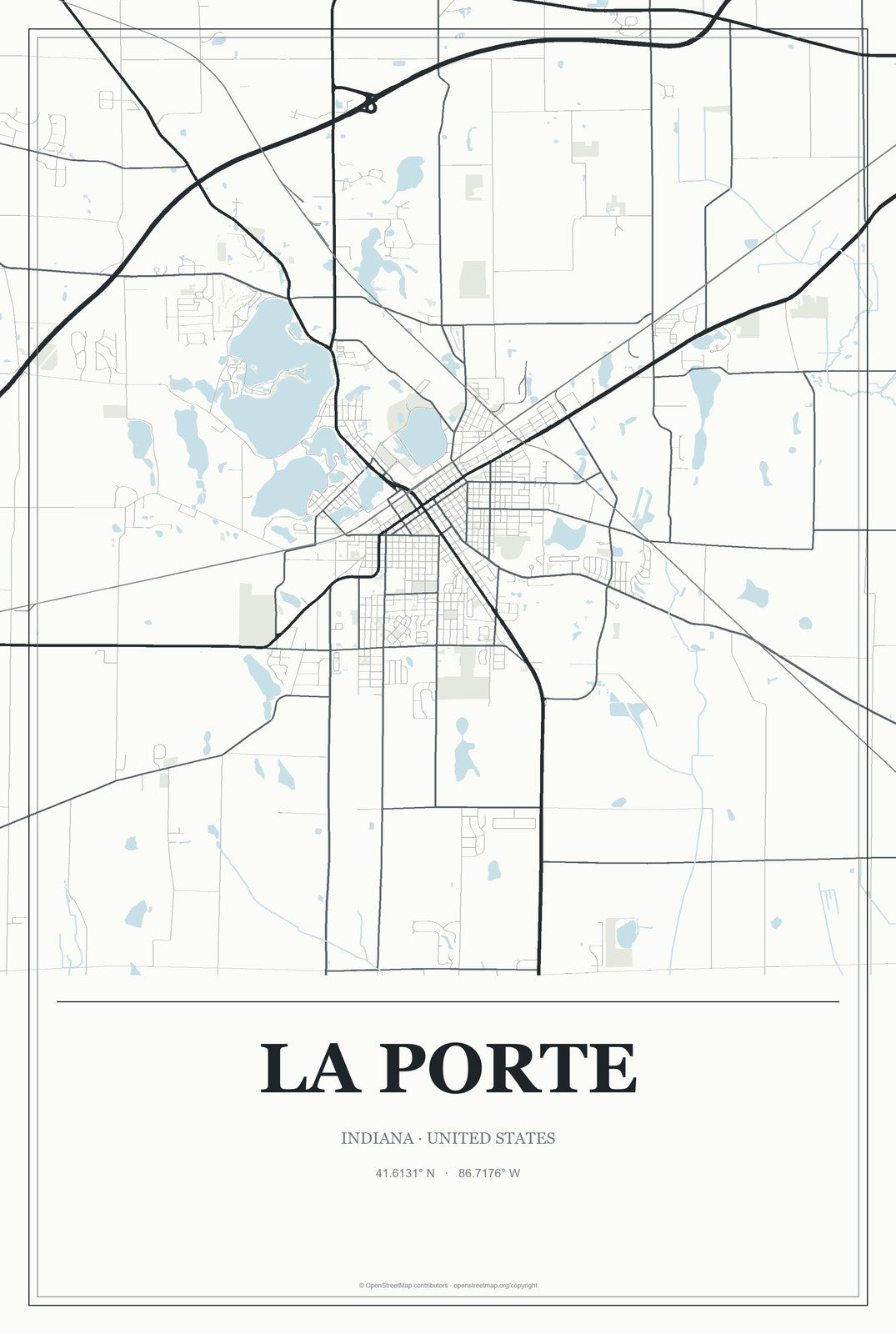 La Porte, Indiana City Map Aluminum Sign in Gallery Air style
