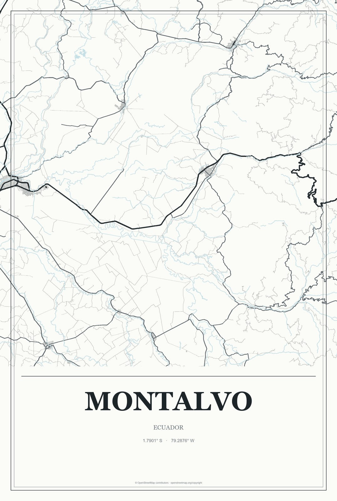 Montalvo, Ecuador City Map Aluminum Sign in Gallery Air style