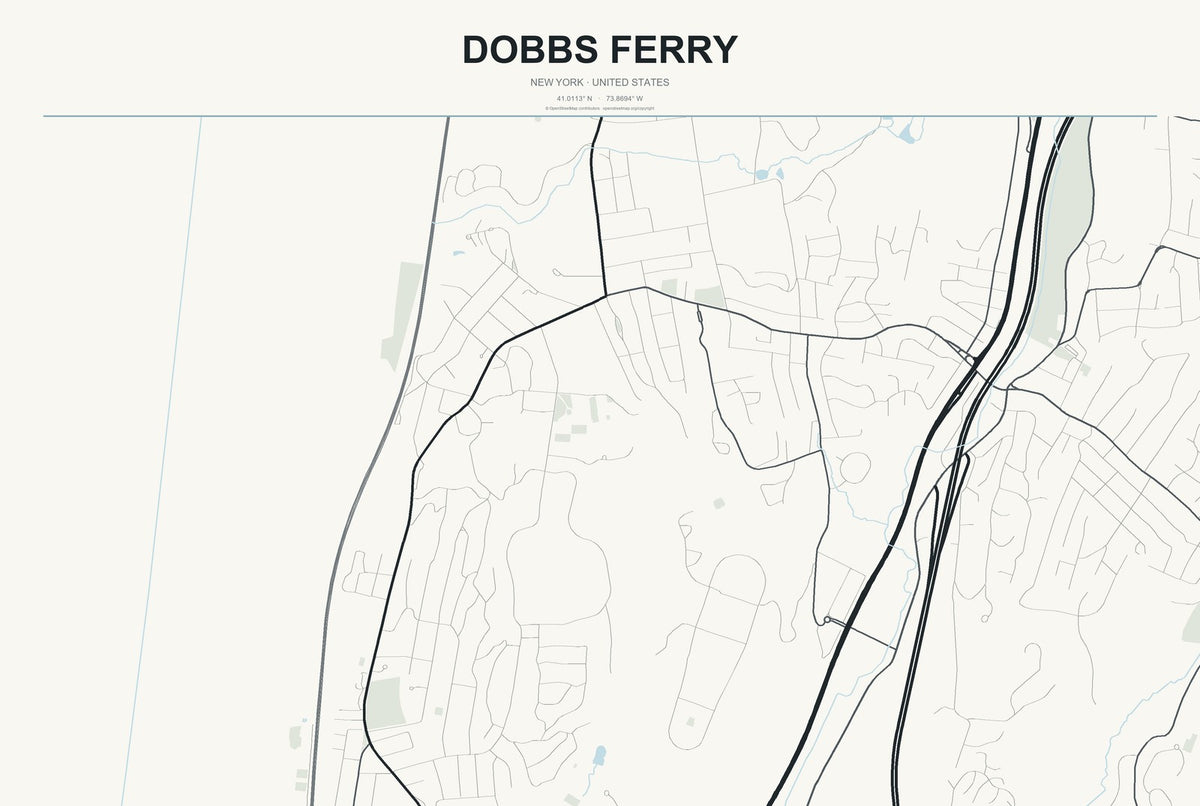 Dobbs Ferry, New York City Map Aluminum Sign in Headline Atlas style
