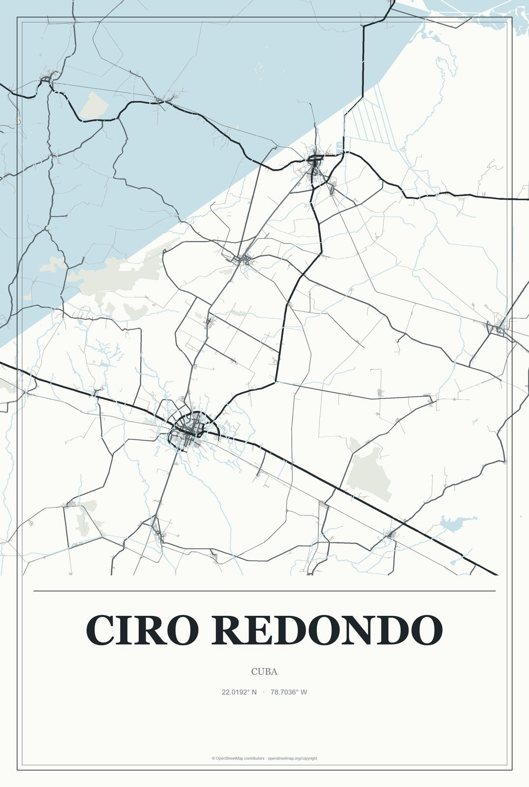 Ciro Redondo, Cuba City Map Aluminum Sign in Gallery Air style
