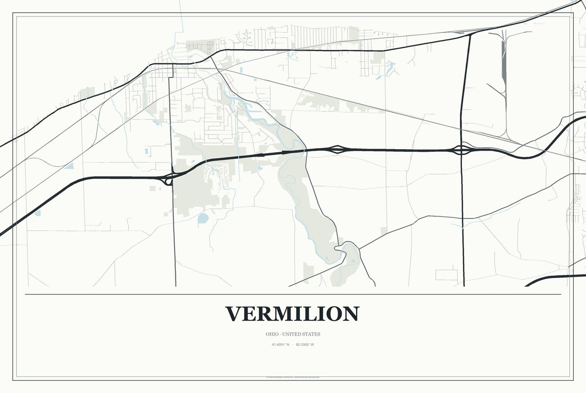 Vermilion, Ohio City Map Aluminum Sign in Gallery Air style