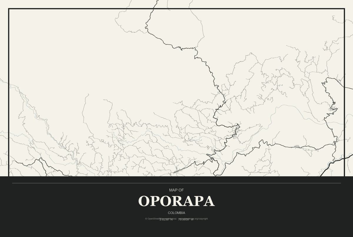 Oporapa, Colombia City Map Aluminum Sign in Museum Plaque style