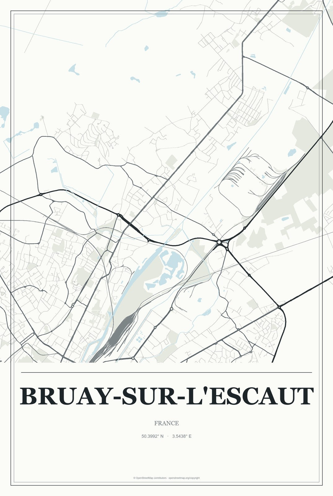 Bruay-sur-l'Escaut, France City Map Aluminum Sign in Gallery Air style