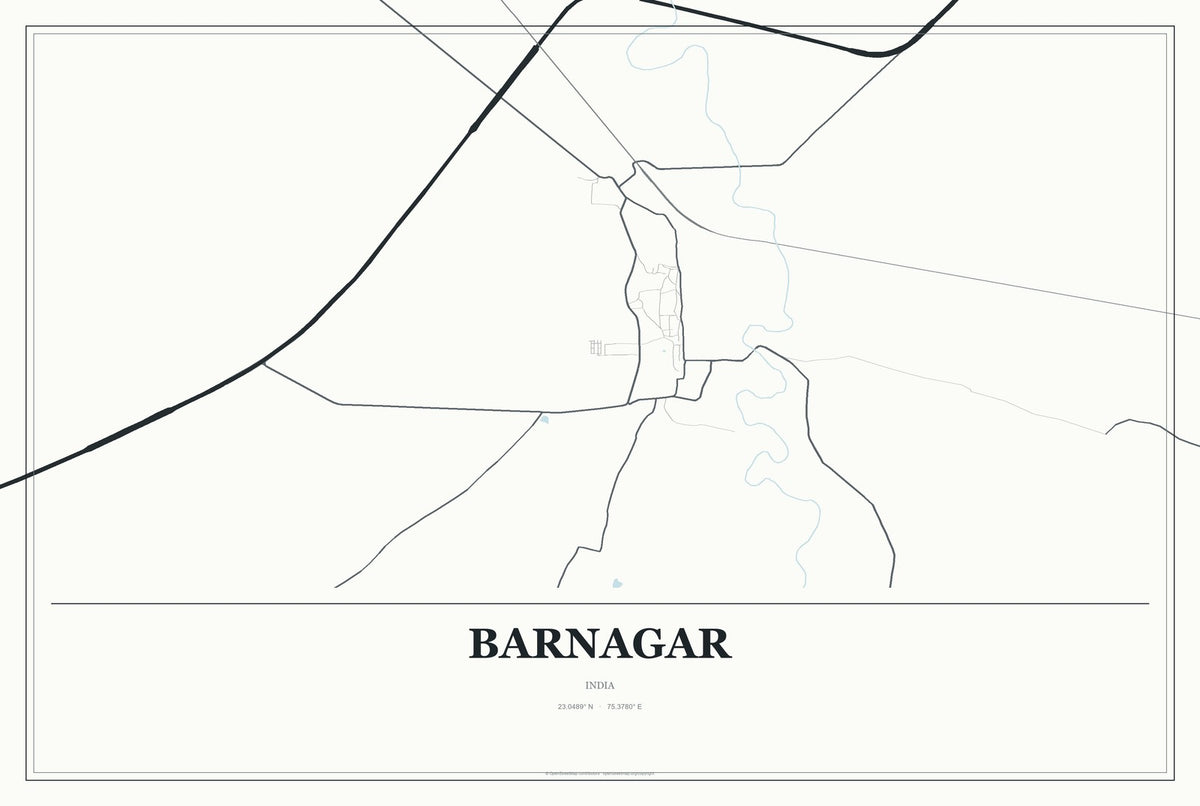 Barnagar, India City Map Aluminum Sign in Gallery Air style