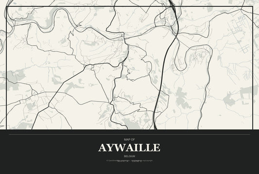 Aywaille, Belgium City Map Aluminum Sign in Museum Plaque style