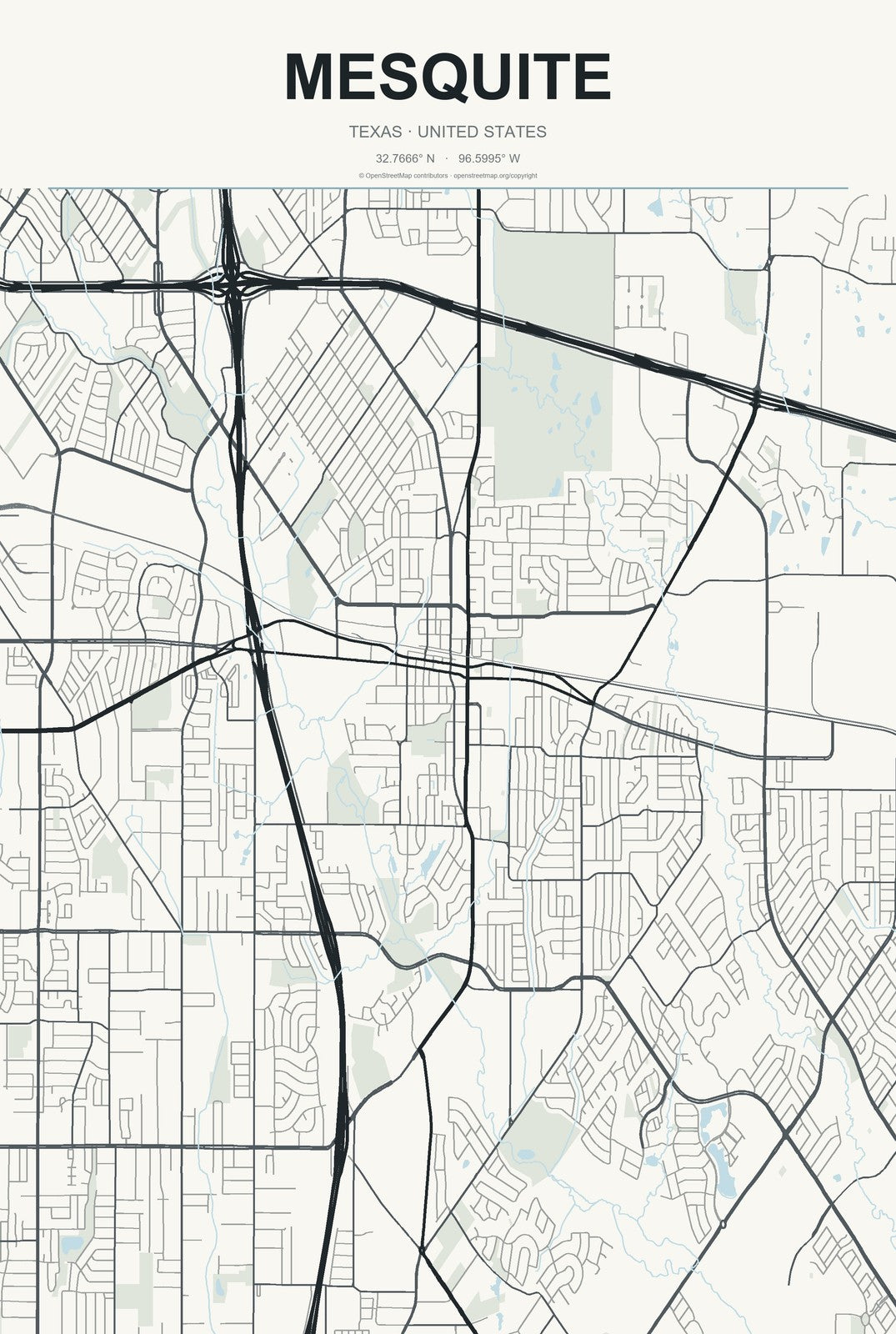 Mesquite, Texas City Map Aluminum Sign in Headline Atlas style