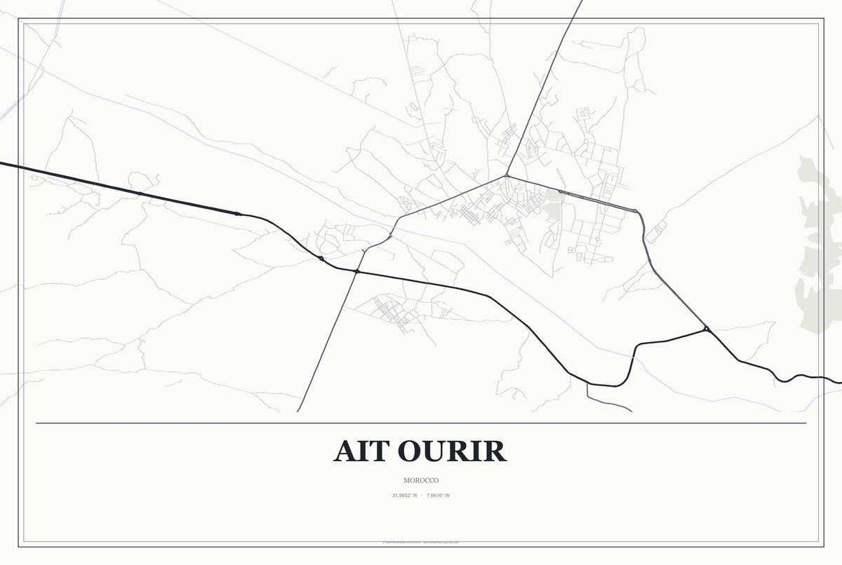 Ait Ourir, Morocco City Map Aluminum Sign in Gallery Air style