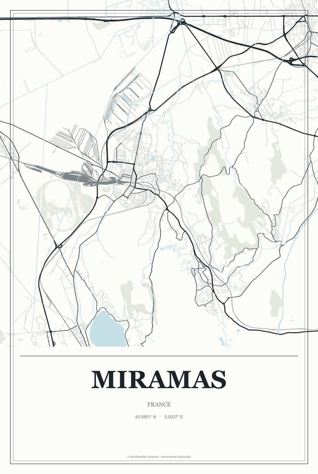 Miramas, France City Map Aluminum Sign in Gallery Air style