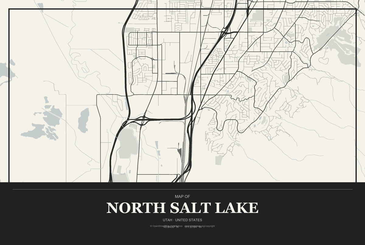 North Salt Lake, Utah City Map Aluminum Sign in Museum Plaque style