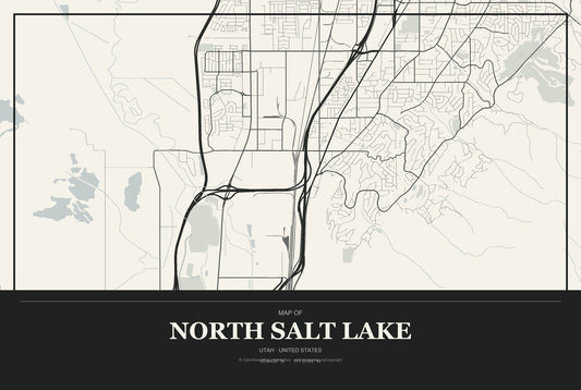 North Salt Lake, Utah City Map Aluminum Sign in Museum Plaque style