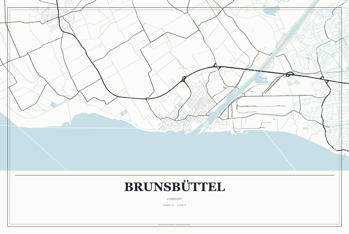 Brunsbüttel, Germany City Map Aluminum Sign in Gallery Air style
