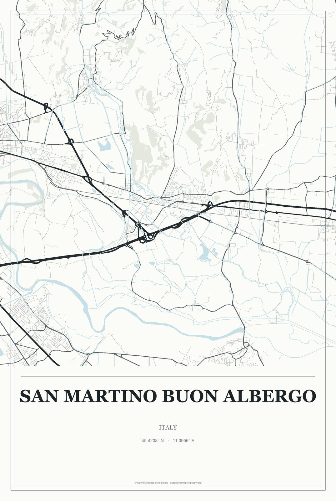 San Martino Buon Albergo, Italy City Map Aluminum Sign in Gallery Air style
