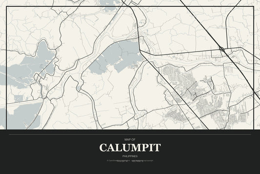 Calumpit, Philippines City Map Aluminum Sign in Museum Plaque style