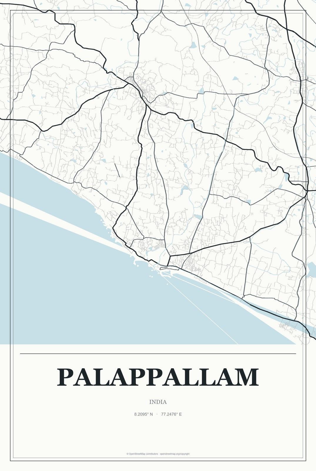 Palappallam, India City Map Aluminum Sign in Gallery Air style