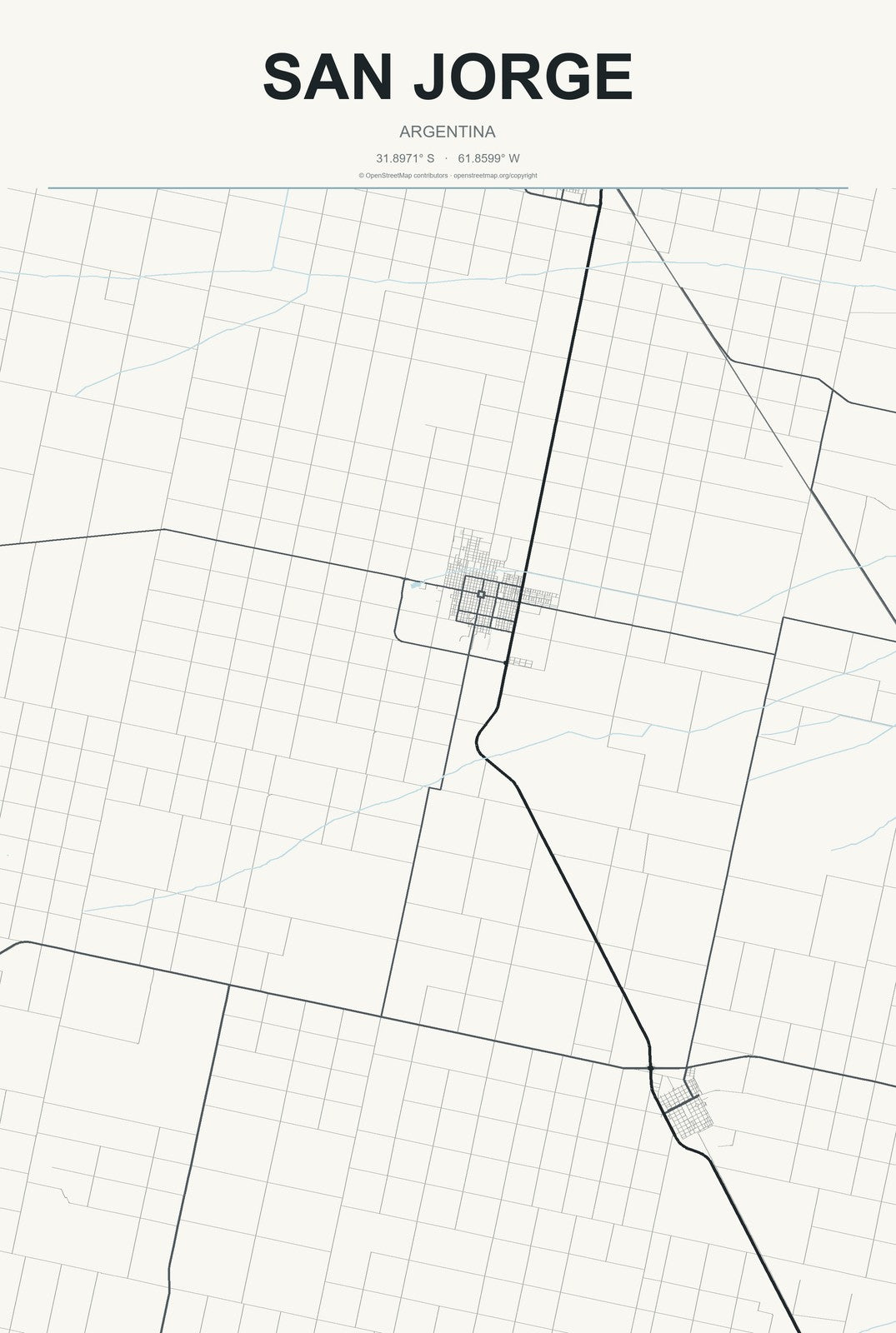 San Jorge, Argentina City Map Aluminum Sign in Headline Atlas style