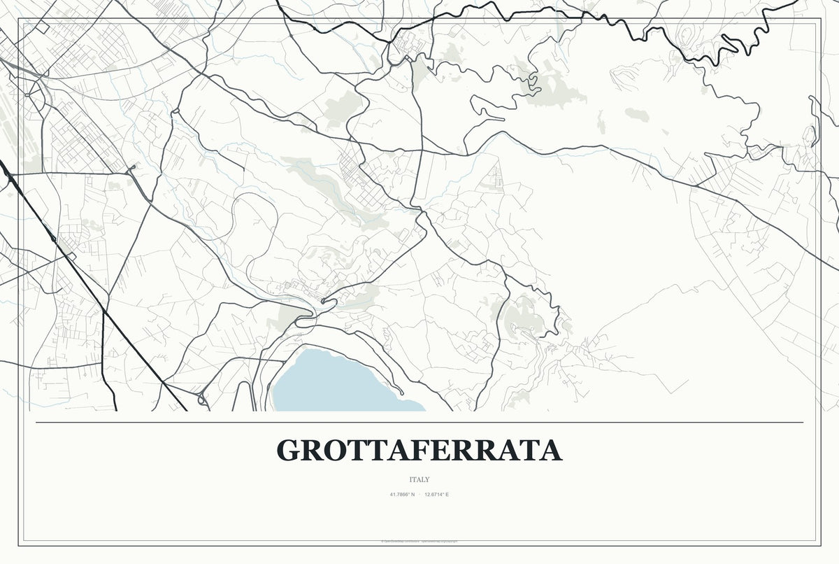 Grottaferrata, Italy City Map Aluminum Sign in Gallery Air style