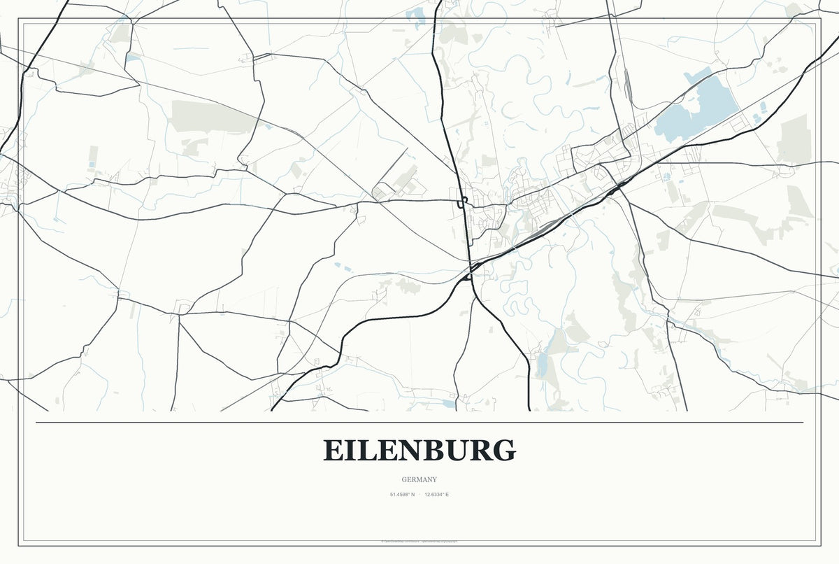 Eilenburg, Germany City Map Aluminum Sign in Gallery Air style