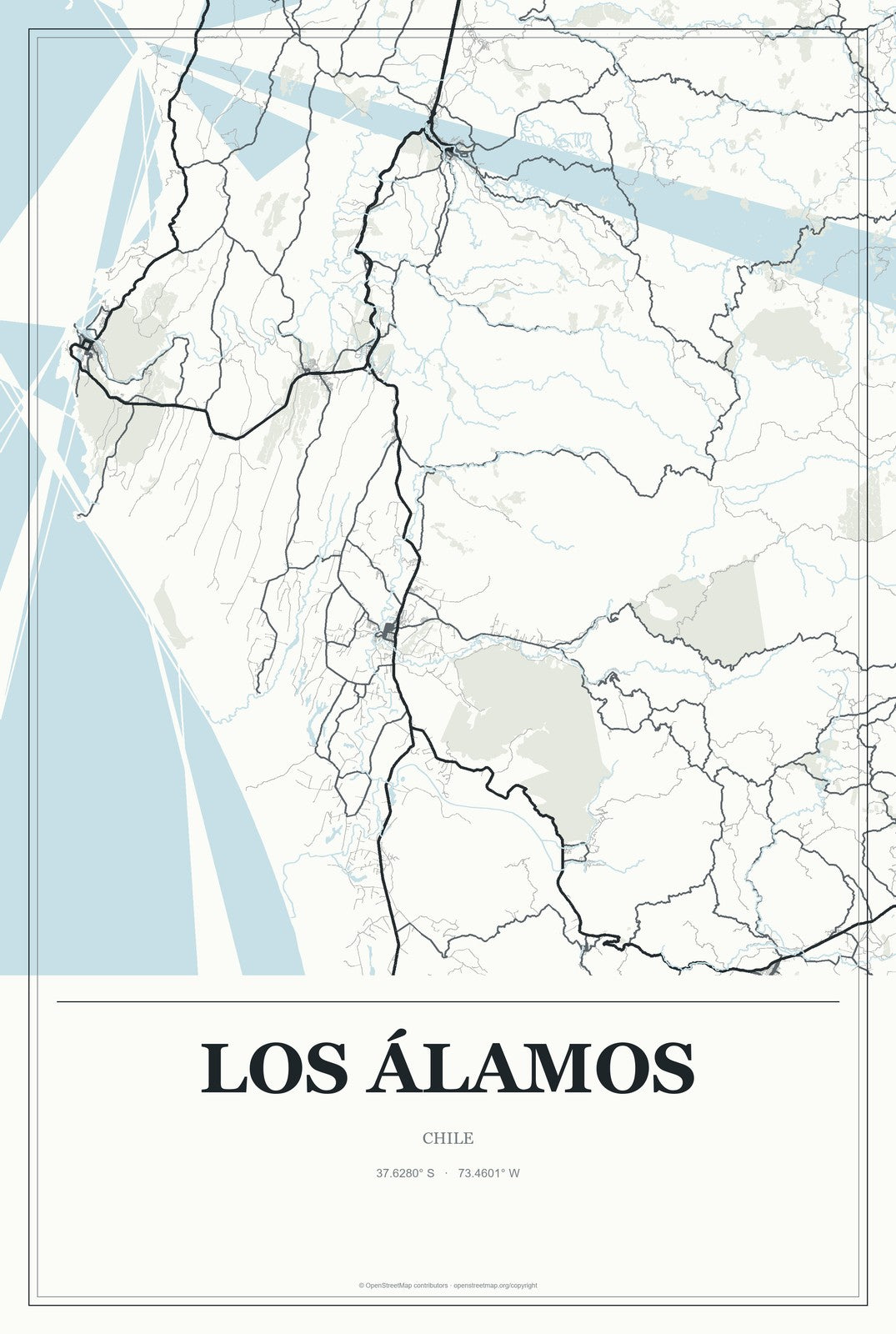 Los Álamos, Chile City Map Aluminum Sign in Gallery Air style